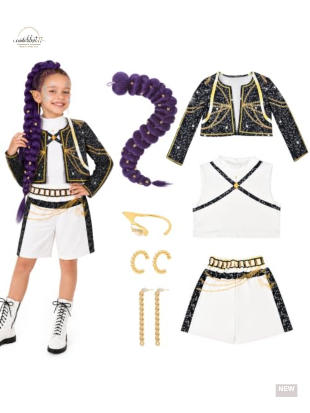 Girls Pop Singer Costume 7-Piece Set Polyester Spandex Cosplay Halloween